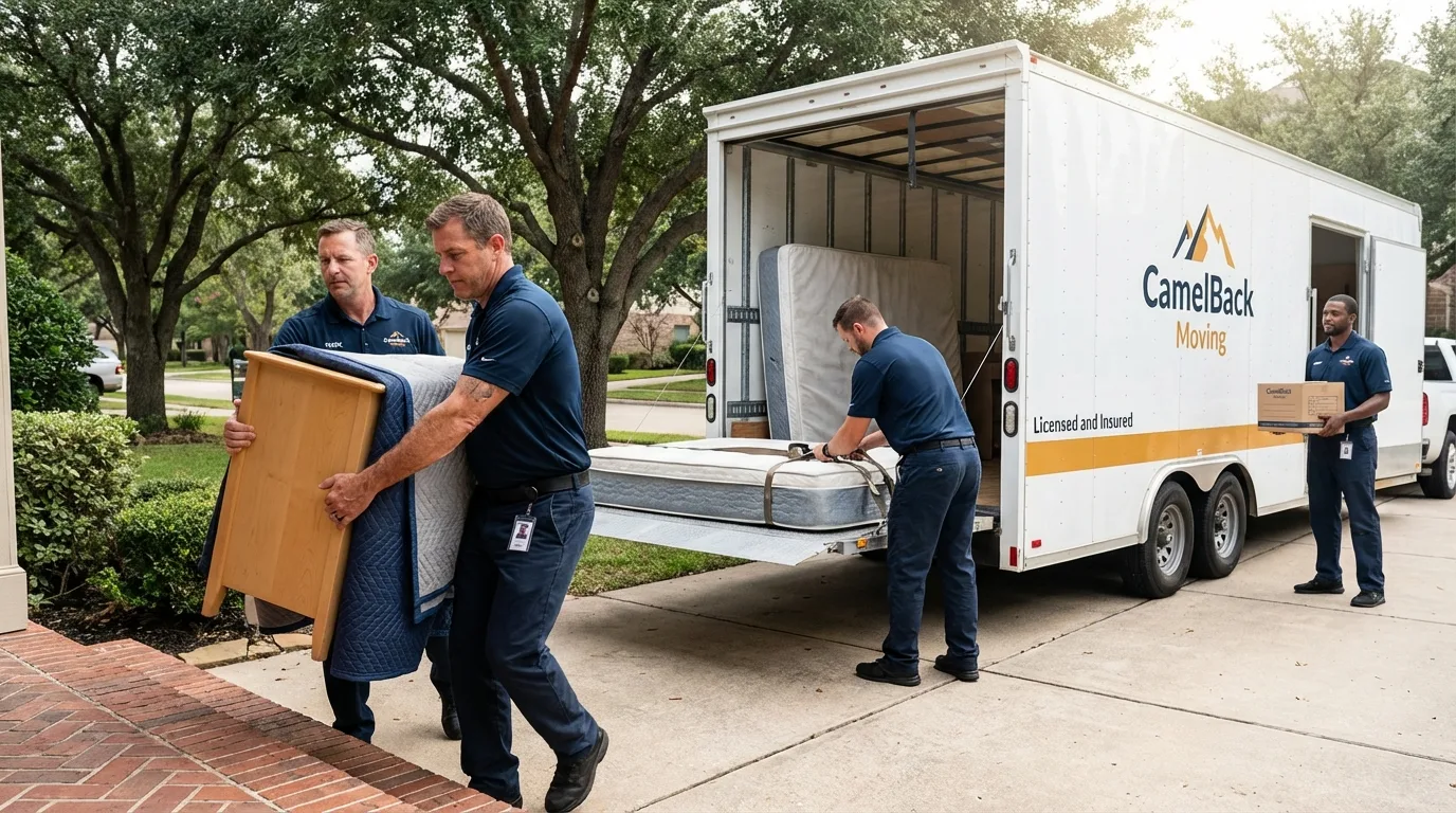 Crew loading residential truck for cross-state move from Orange, NJ